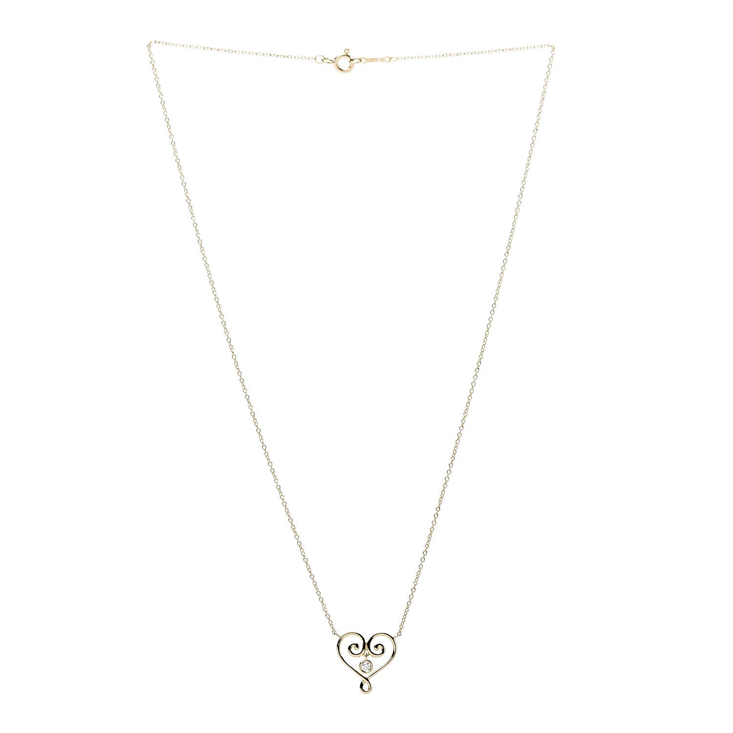 Tiffany 18K Yellow Gold Diamond Paloma Picasso Venezia Goldoni Heart Pendant Necklace 3 of 6