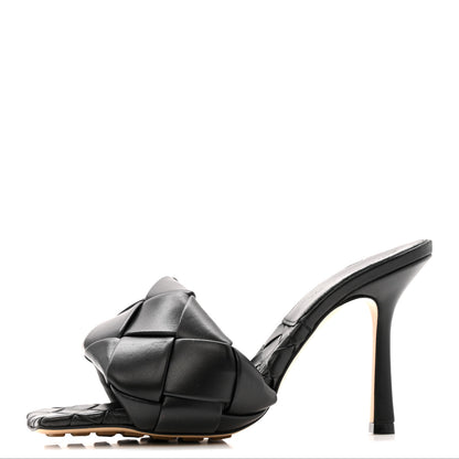 Bottega Veneta Nappa Maxi Intrecciato Lido Mule Sandals 37.5 Black 1 of 9