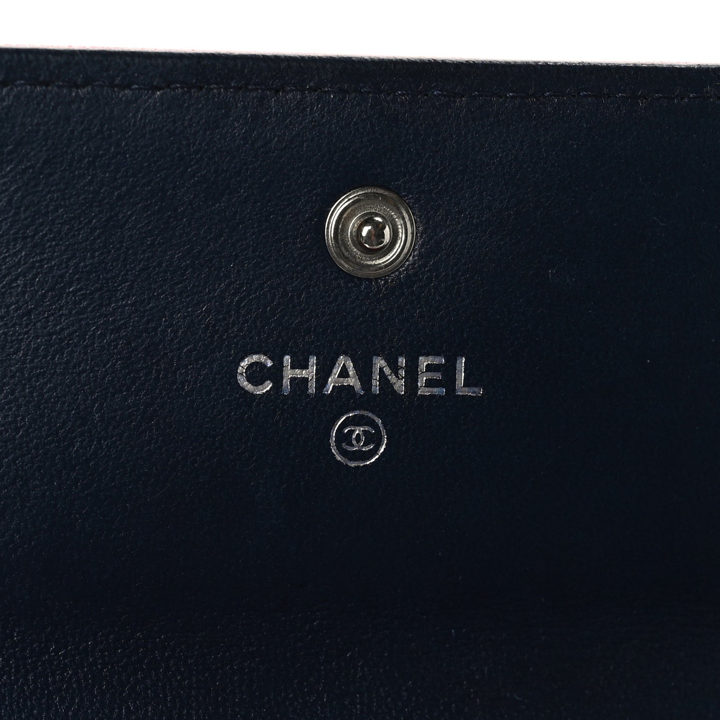 Lambskin Quilted Large Gusset Flap Wallet Navy Pink