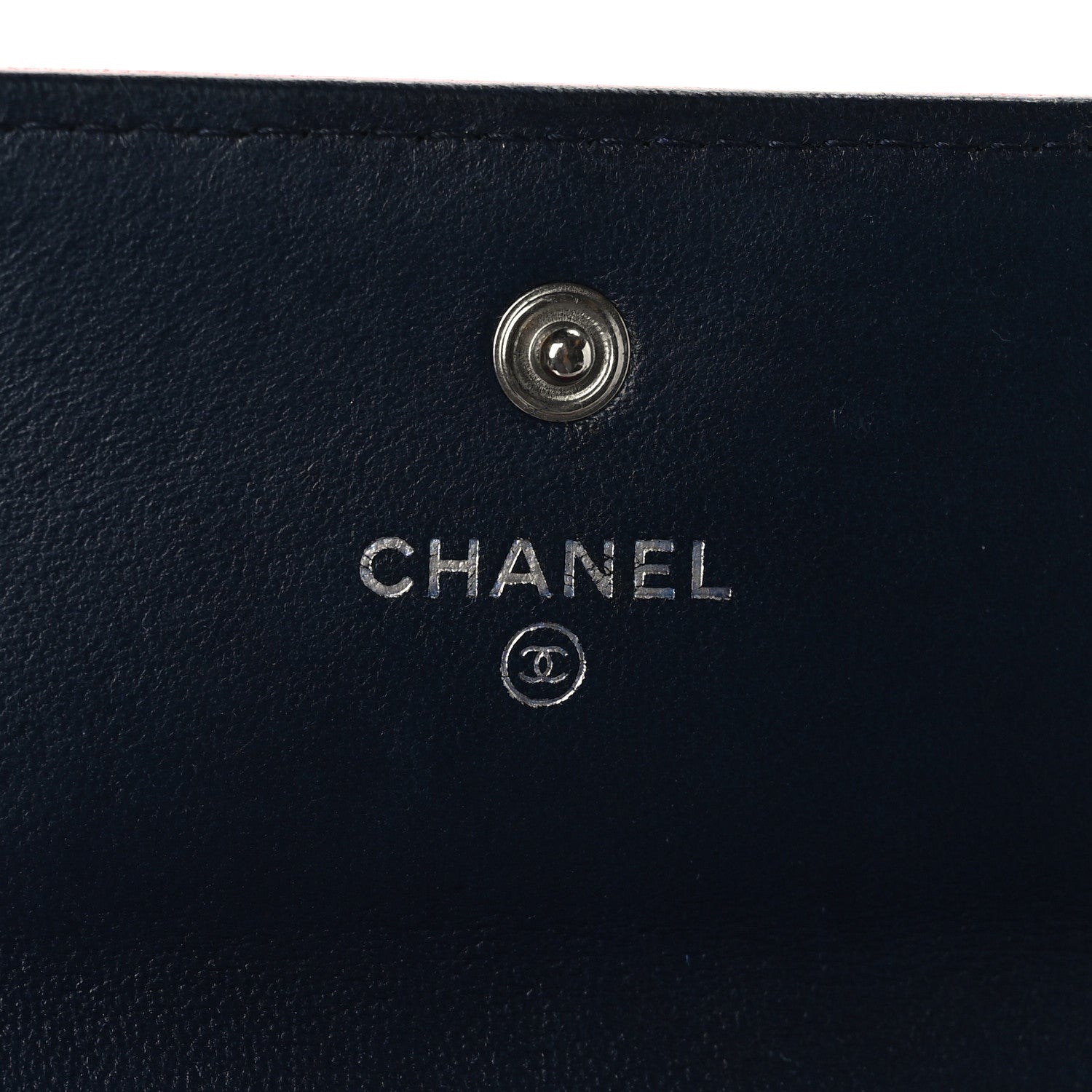 Chanel Lambskin Quilted Large Gusset Flap Wallet Navy Pink 7 of 9