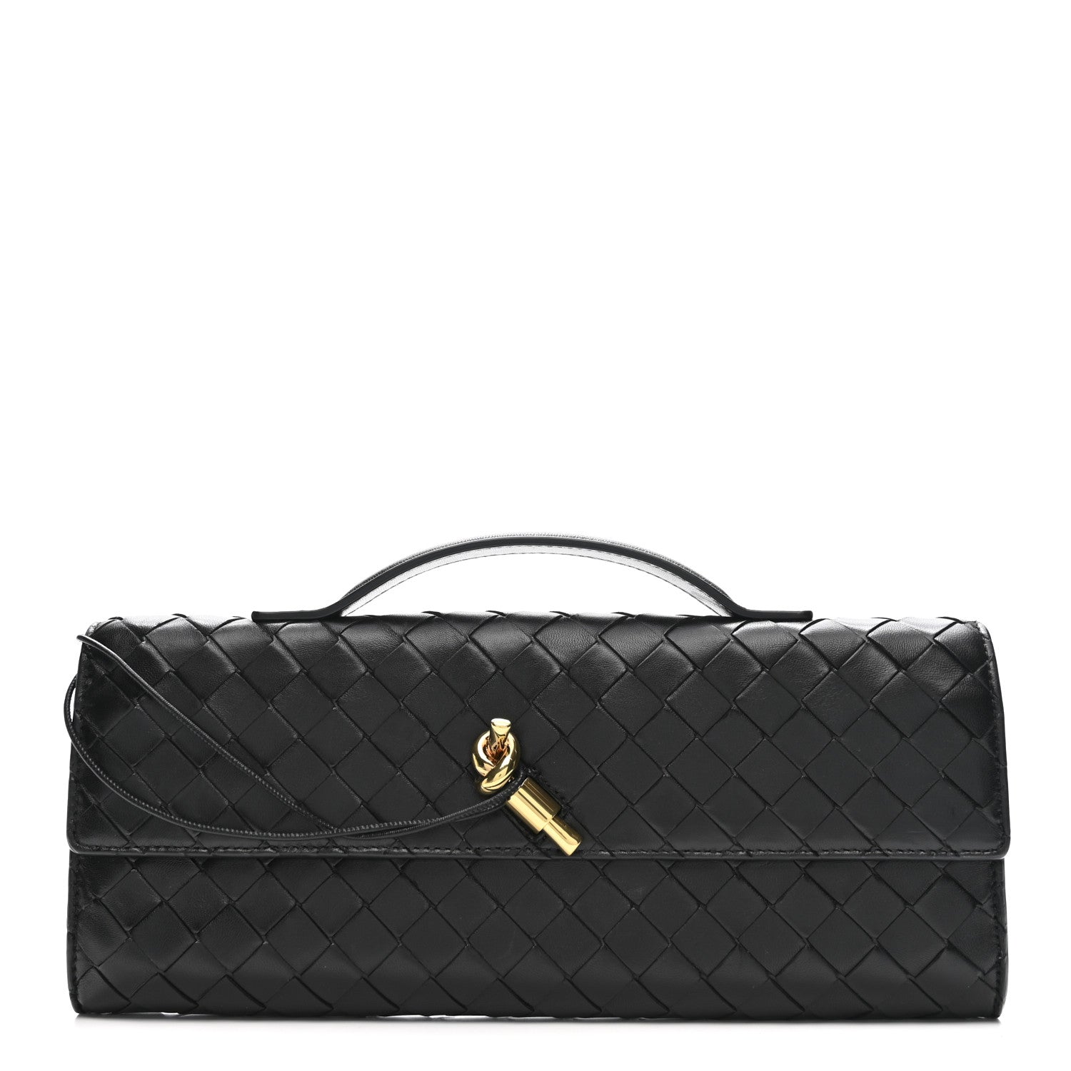 Bottega Veneta Nappa Intrecciato Long Andiamo Top Handle Clutch Black 1 of 13