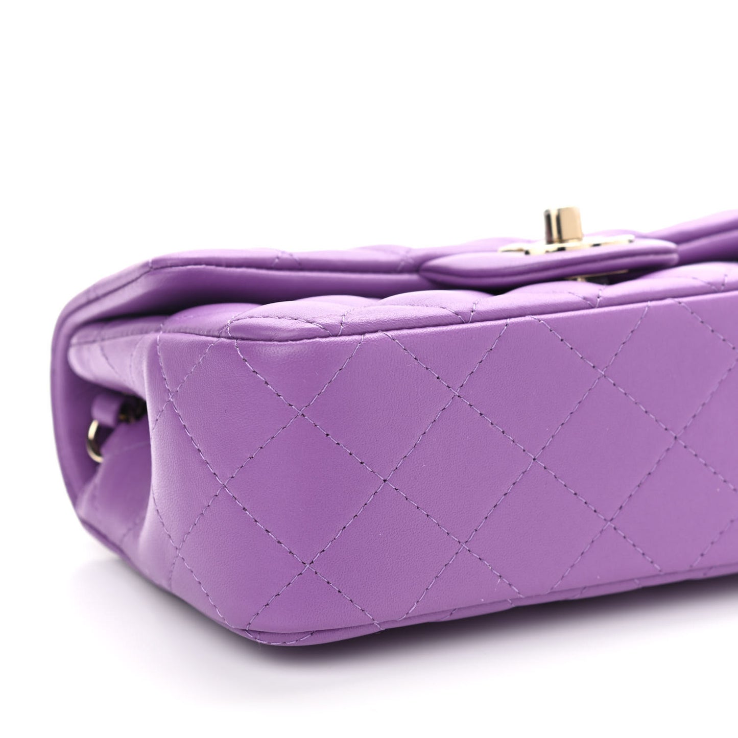 Lambskin Quilted Mini Rectangular Flap Purple