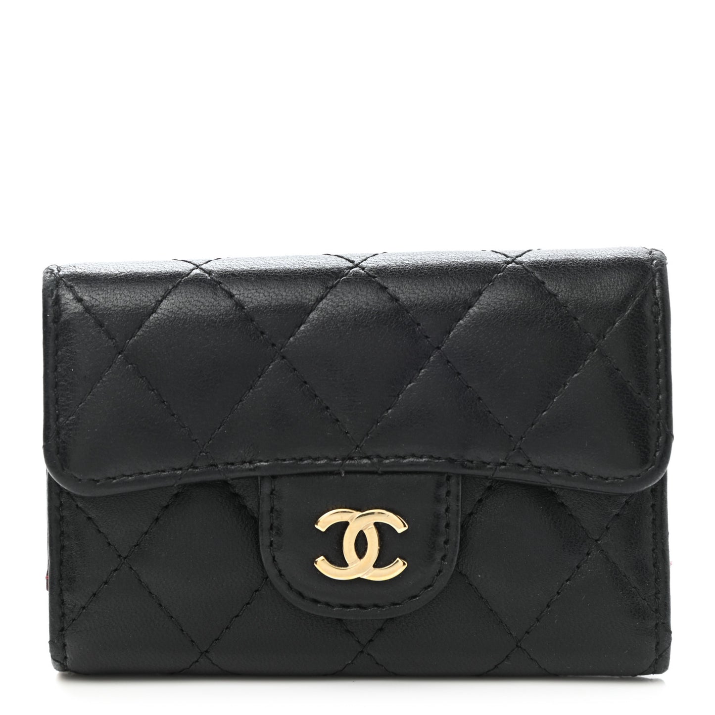Lambskin Quilted 4 Key Holder Black
