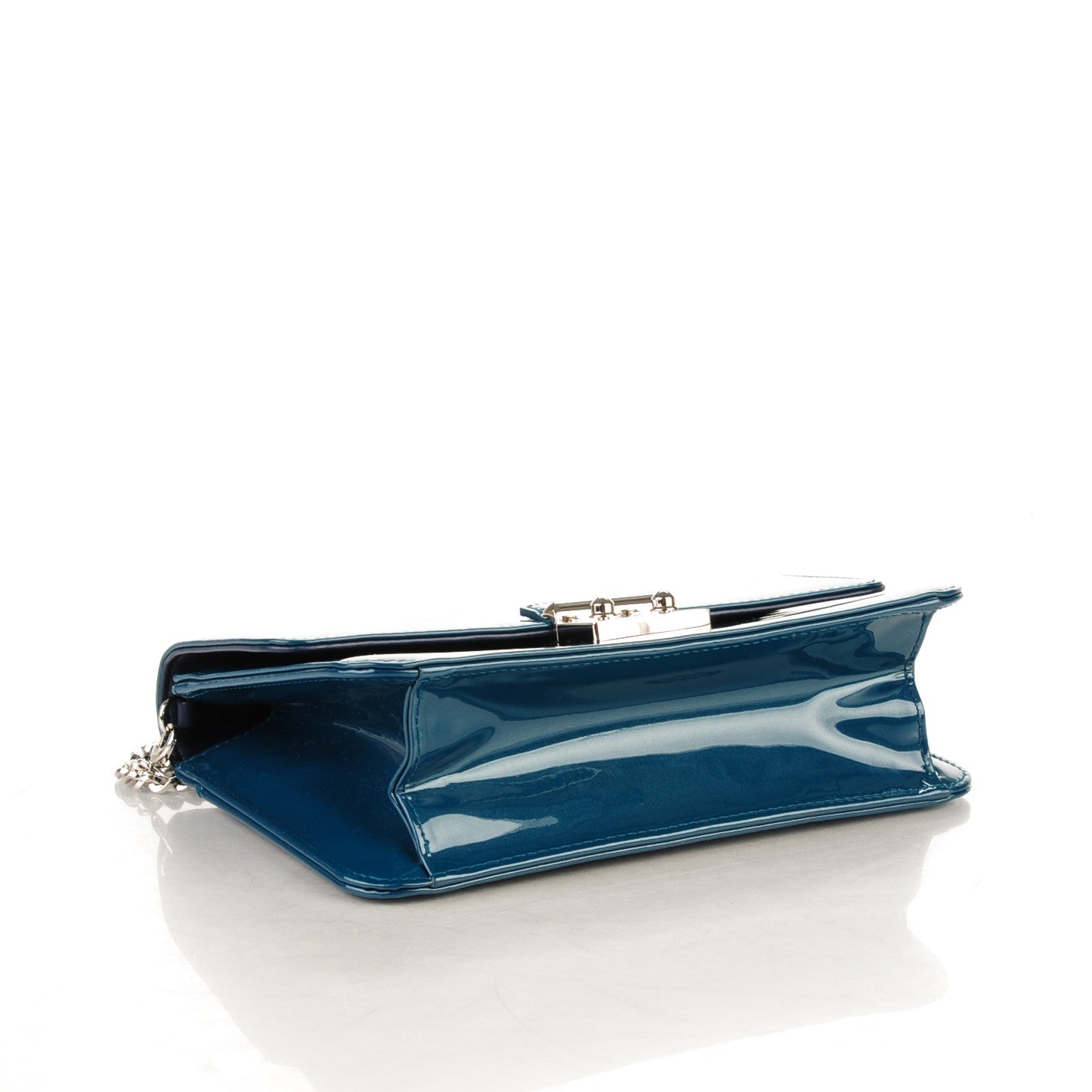 Metallic Box Patent Calfskin Miss Dior Promenade Pouch Royal Blue