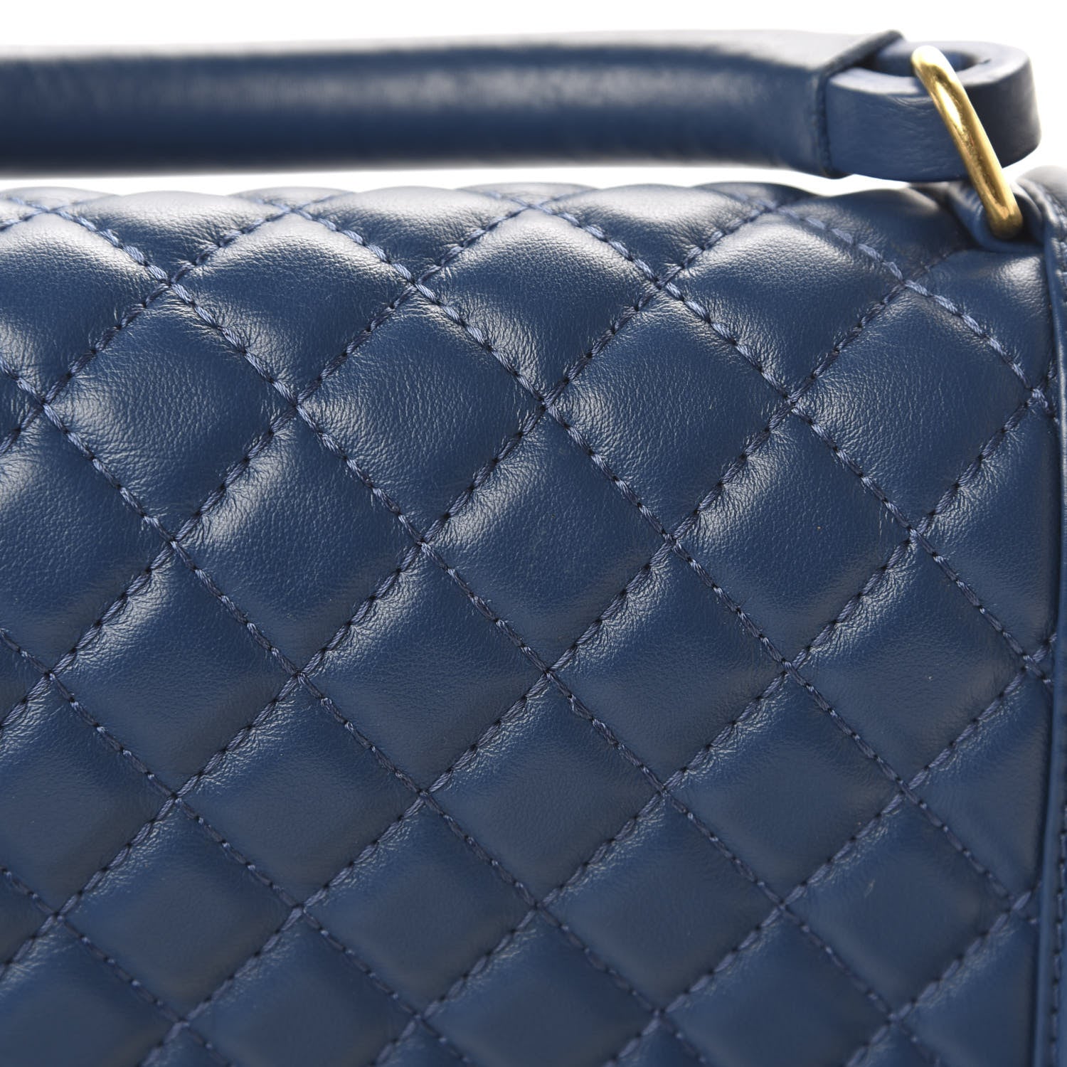 Chanel Calfskin Quilted Medium Top Handle Boy Flap Blue 12 of 14