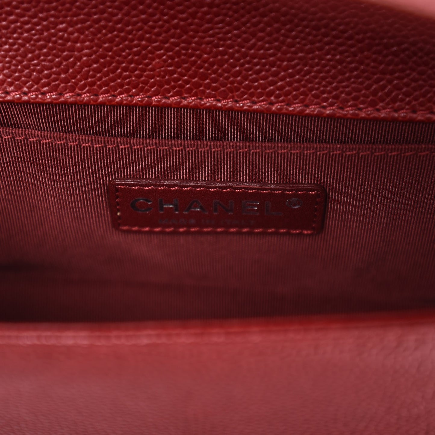 Caviar Quilted Small Boy Flap Dark Red