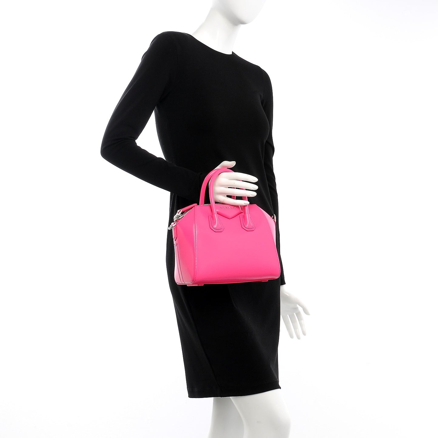 Shiny Lord Calfskin Mini Antigona Shocking Pink