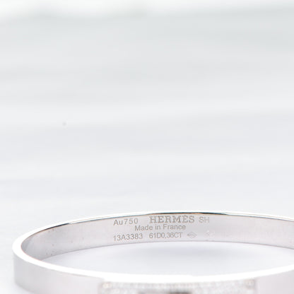 Hermes 18K White Gold Diamond PM Kelly Pave Bracelet SH 3 of 5