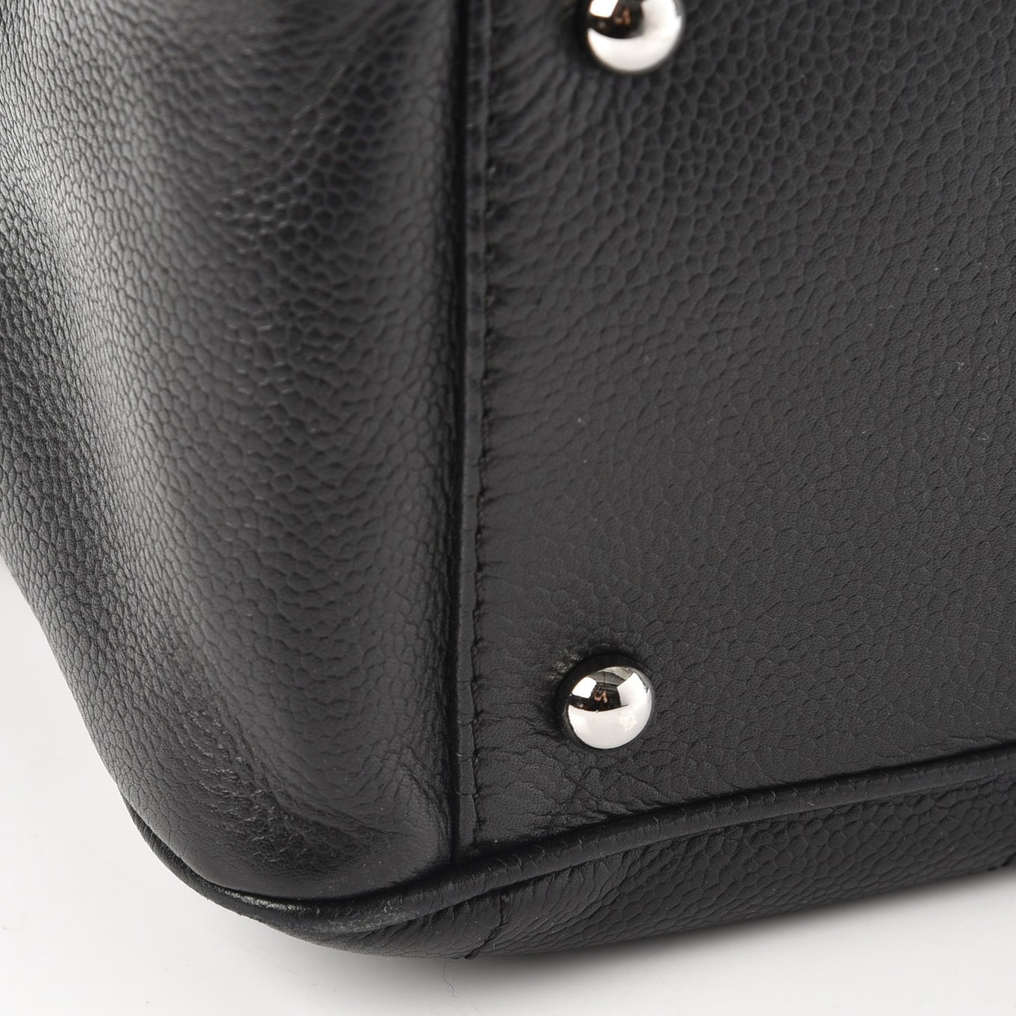 Caviar Square Stitched Satchel Black