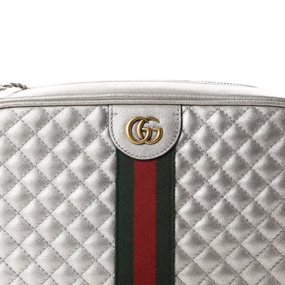 Gucci Laminated Nappa Web Trapuntata Small GG Shoulder Bag Argento 10 of 10