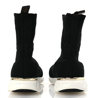 Louis Vuitton Monogram Stretch Fabric Aftergame Sneaker Boots 36.5 Black 6 of 11