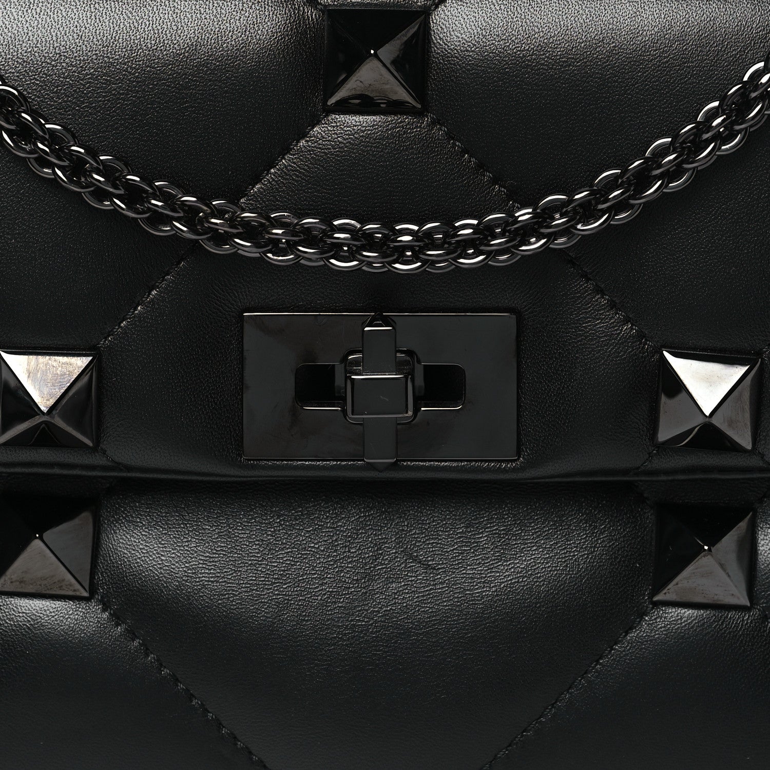 Valentino Garavani Nappa Monochrome Large Roman Stud Shoulder Bag  Black 6 of 8