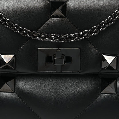 Valentino Garavani Nappa Monochrome Large Roman Stud Shoulder Bag  Black 6 of 8