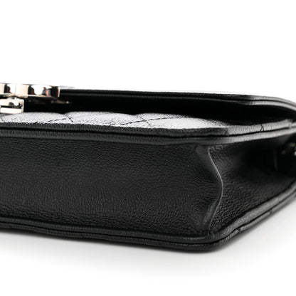 Chanel Grained Calfskin Quilted CC Box Wallet On Chain WOC Black 11 of 12