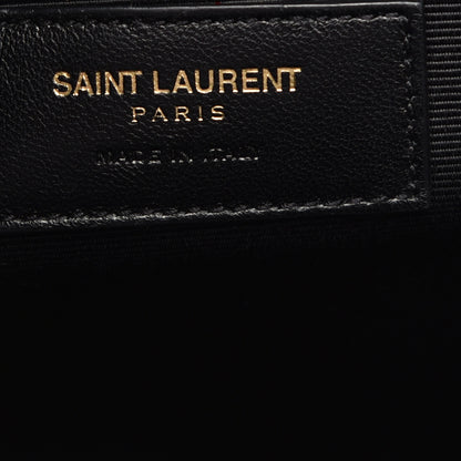 Saint Laurent Grain De Poudre Matelasse Chevron Large Monogram Satchel Earth 6 of 8
