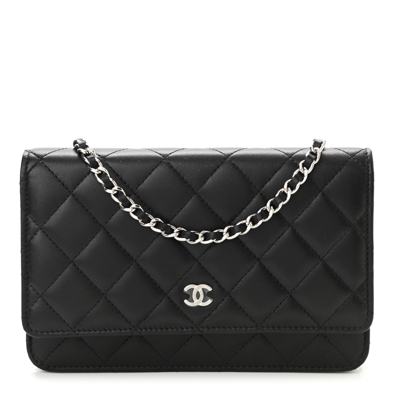 Chanel Lambskin Quilted Wallet On Chain WOC Black 1 of 12