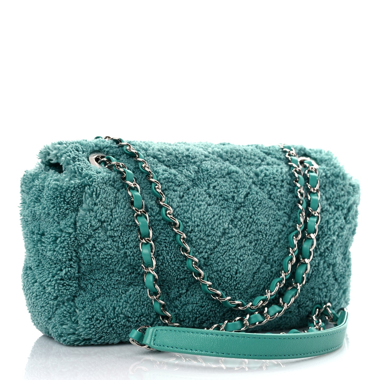 Lambskin Calfskin Mixed Fibers Quilted Medium Flap Green