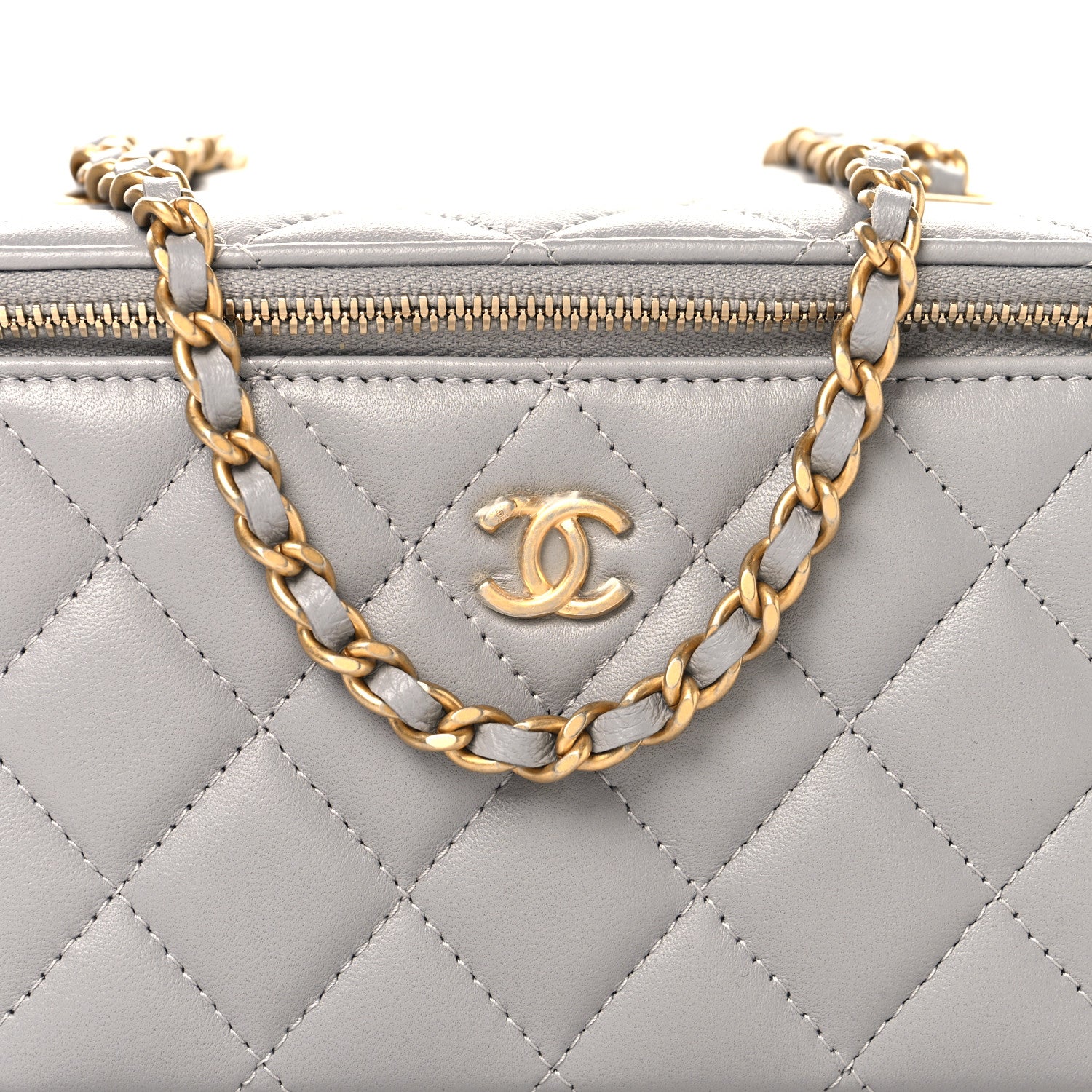Chanel Lambskin Quilted Small Pearl Crush Vanity Case With Chain Grey 8 of 11