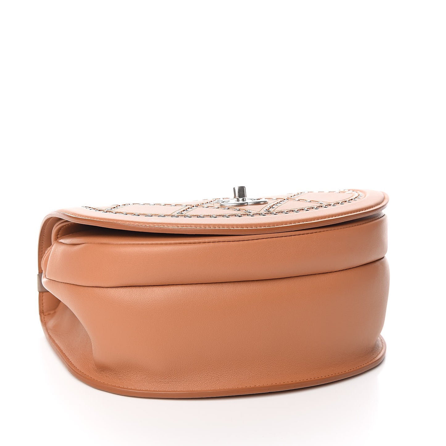 Calfskin Coco Eyelets Small Flap Bag Camel