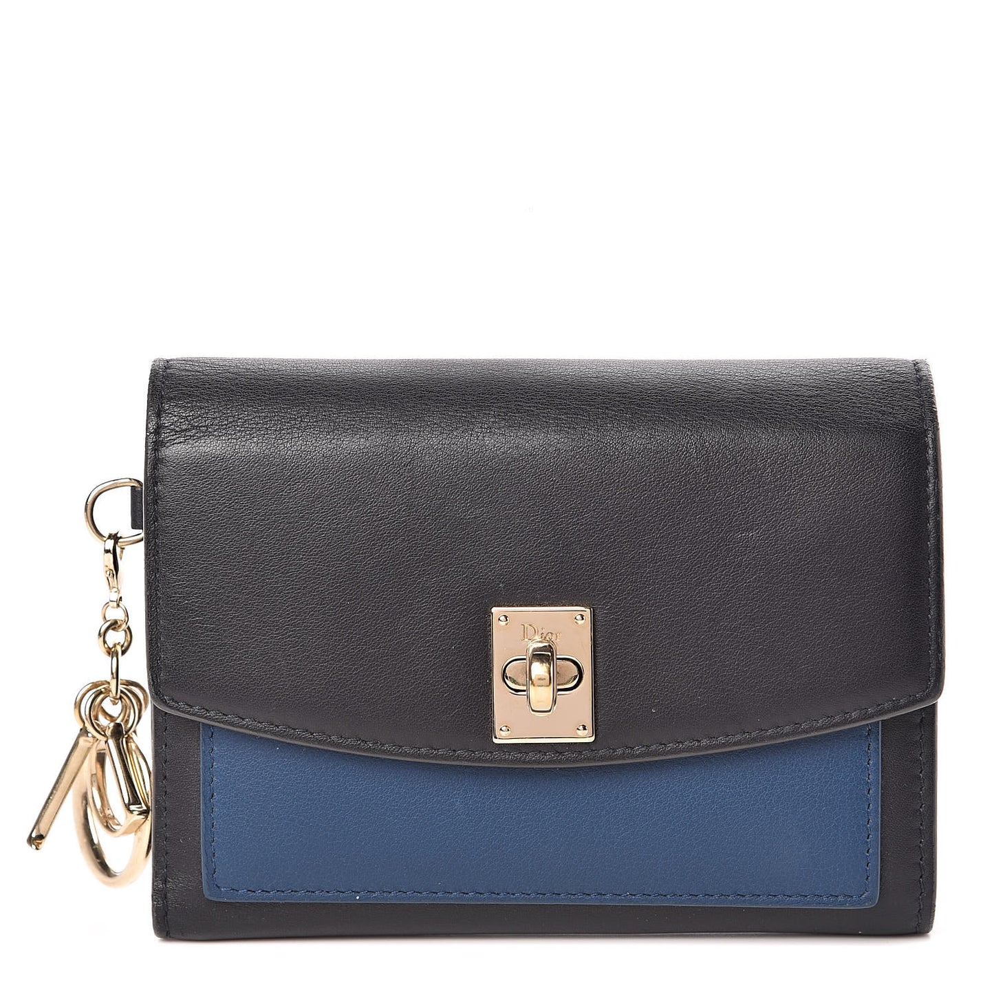 Calfskin Bi-Color Wallet Black Blue