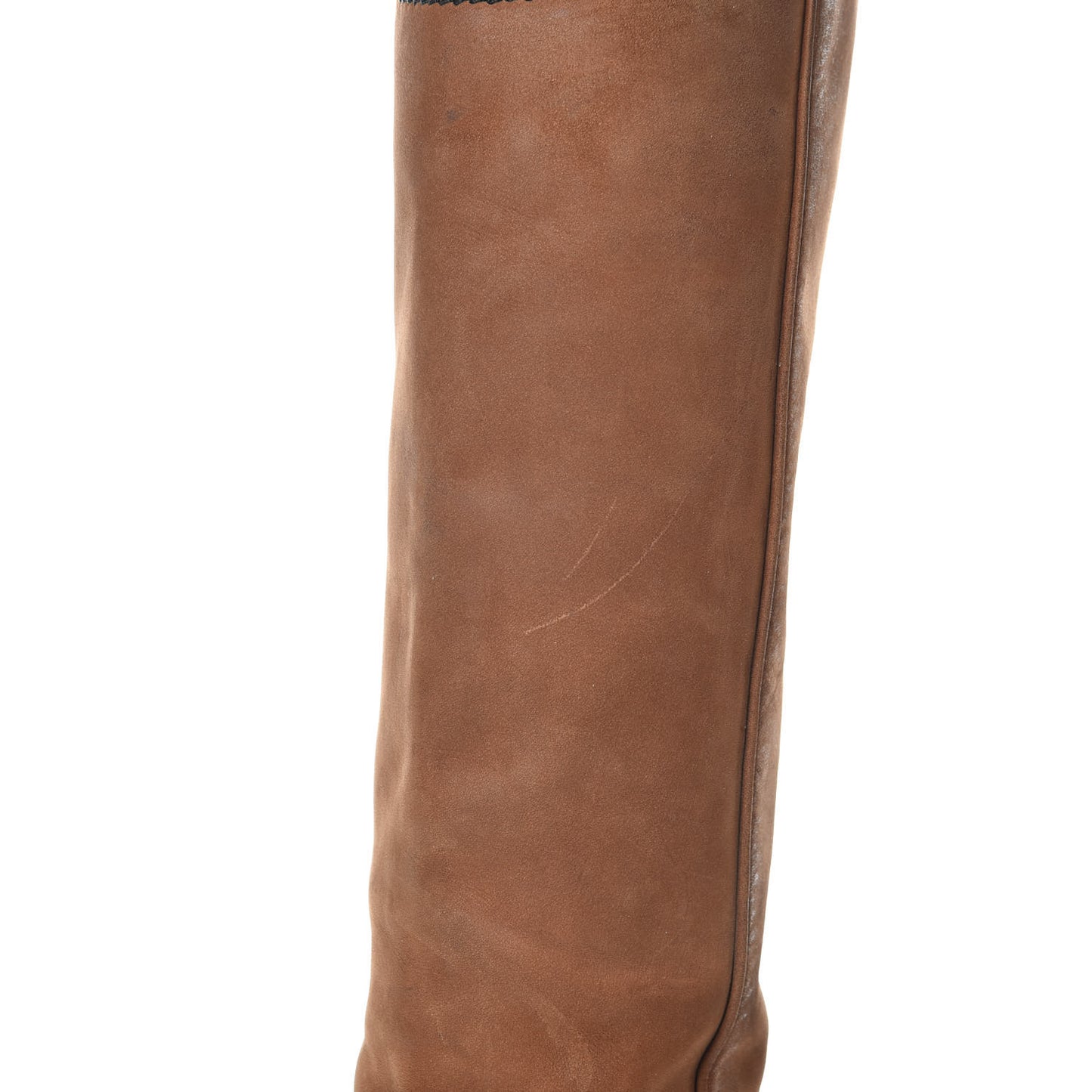 Calfskin Ascot CC Knee High Boots 37 Light Brown