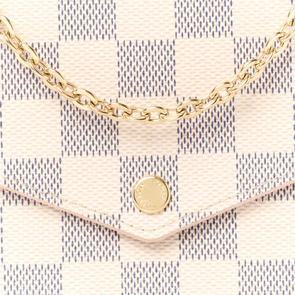 Louis Vuitton Damier Azur Pochette Felicie Chain Wallet Rose Ballerine 7 of 9