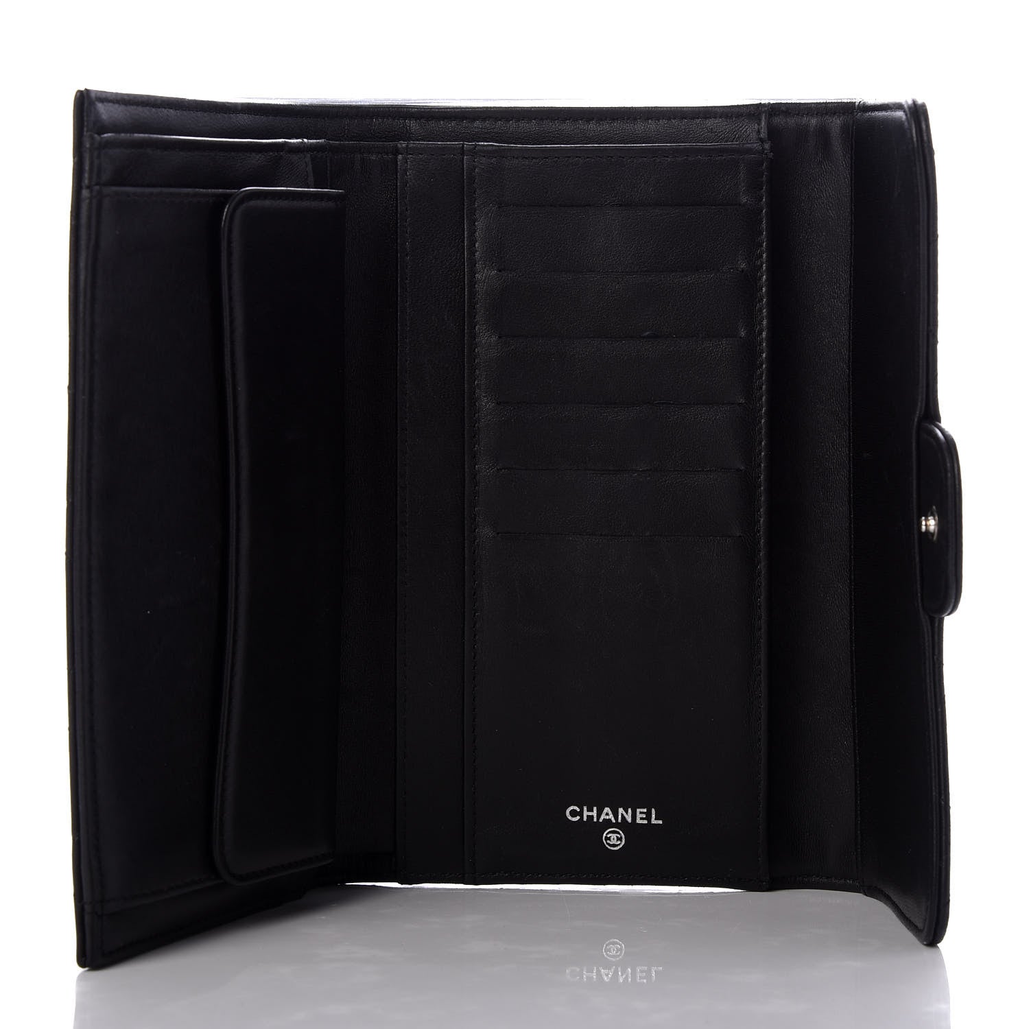 Chanel Lambskin Quilted Large Flap Wallet Black 5 of 8
