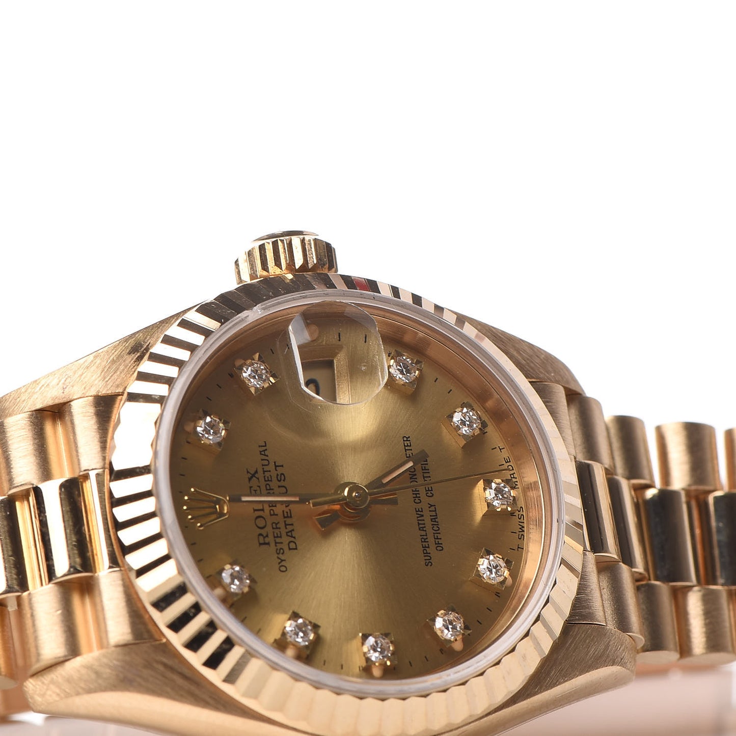 18K Yellow Gold Diamond 26mm Datejust President Watch Champagne 69178