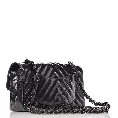 Chanel Patent Metallic Crumpled Calfskin Chevron Quilted Mini Rectangular Flap So Black 3 of 7