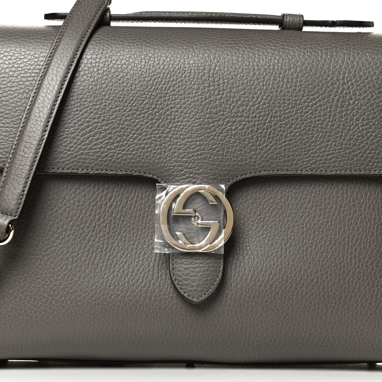 Gucci Dollar Calfskin Medium Interlocking G Top Handle Shoulder Bag Loess 8 of 12