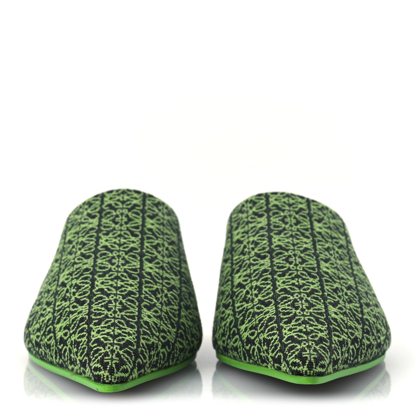 Jacquard Anagram Calfskin Pointy Mule Sandals 40 Apple Green