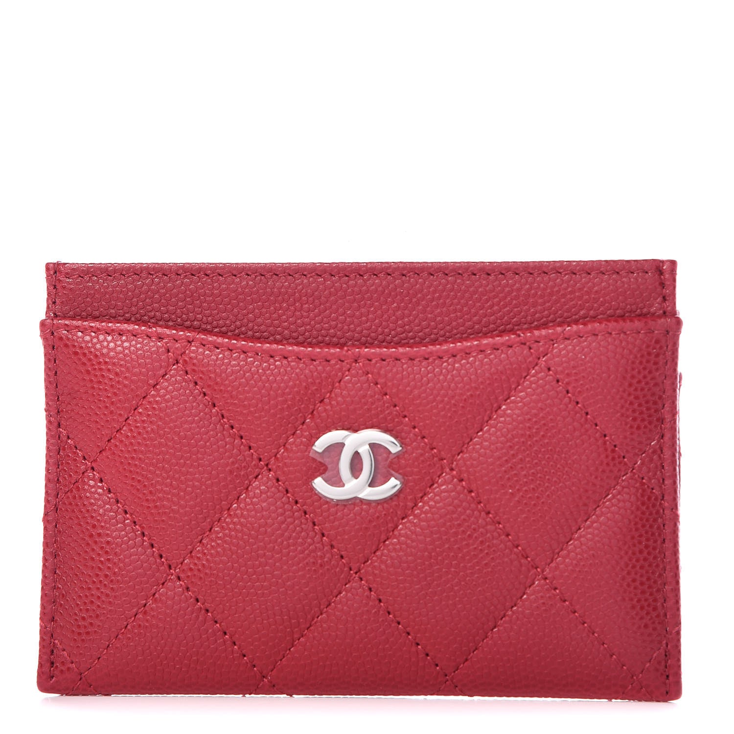 Chanel Caviar Quilted Card Holder Dark Pink 1 of 9