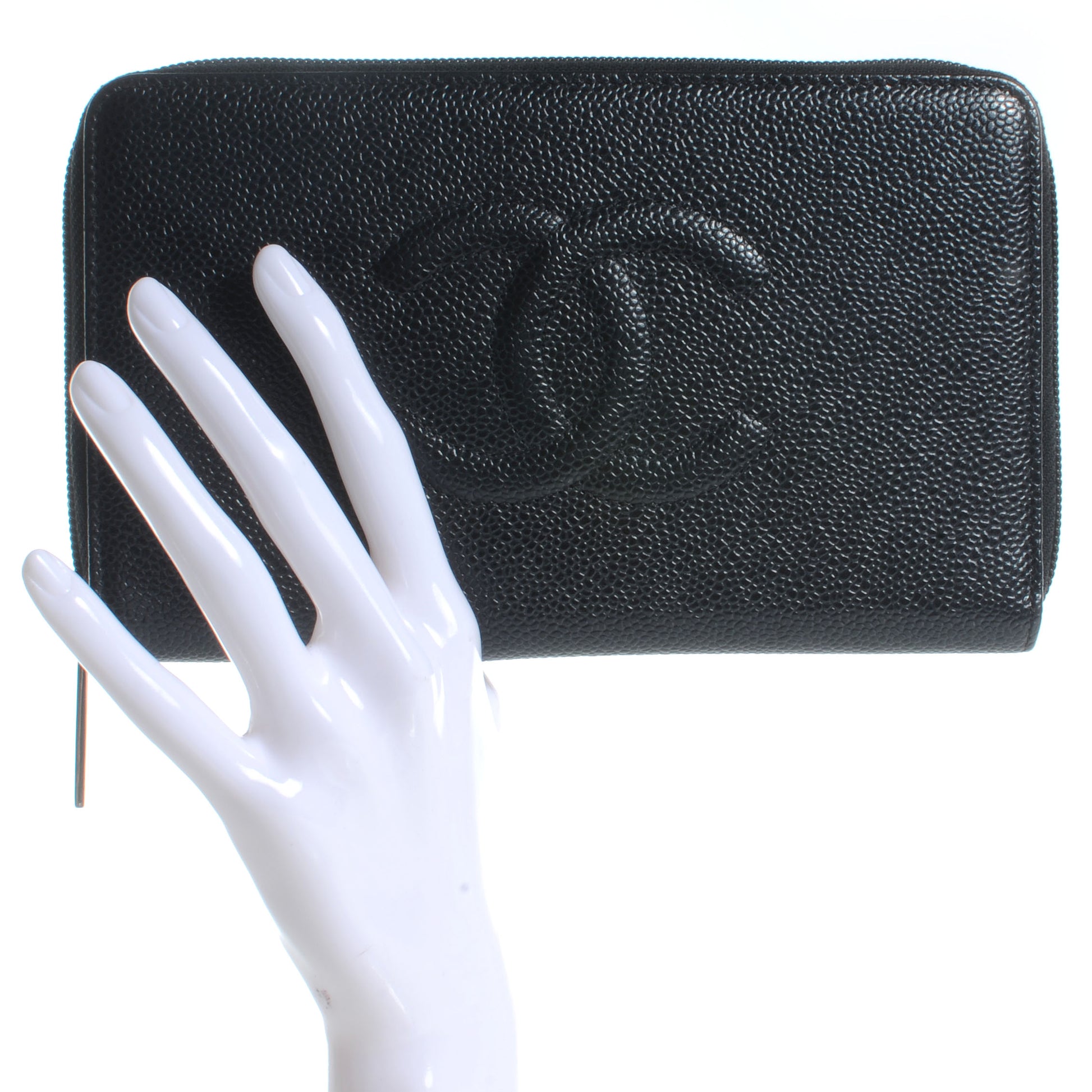 Chanel Caviar Large Zip CC Around Wallet Black 2 of 9