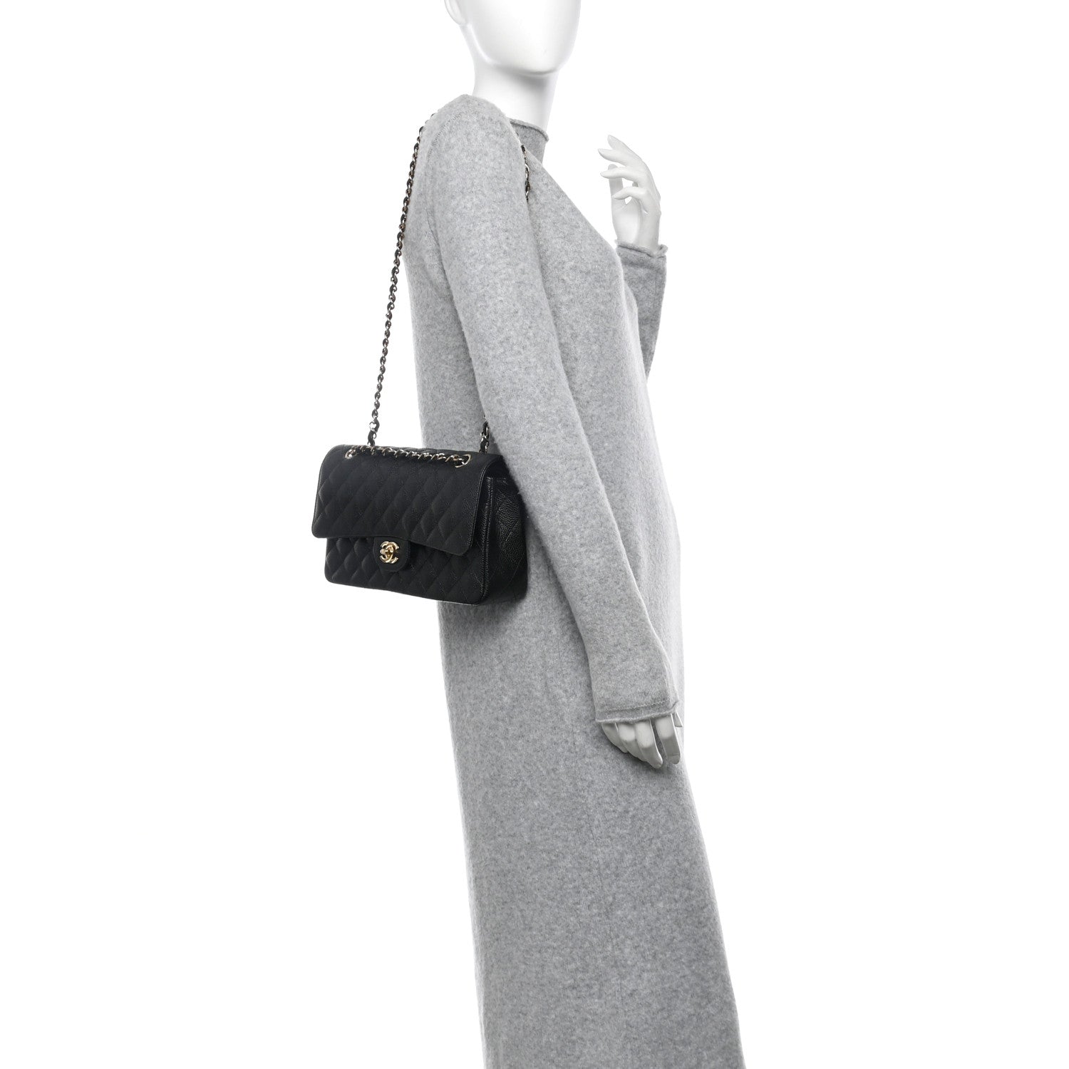 Chanel Caviar Quilted Medium Double Flap Black 2 of 12