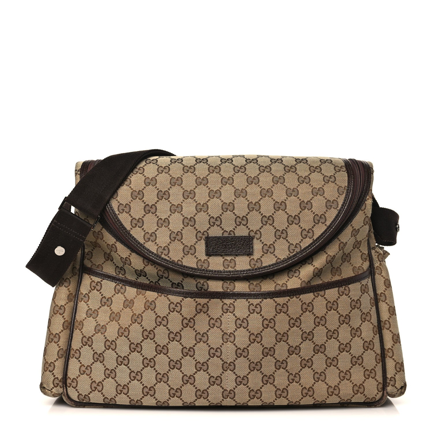 Gucci Monogram Natural Pigskin Large Diaper Bag Beige Ebony Cocoa Dark Chocolate 1 of 9