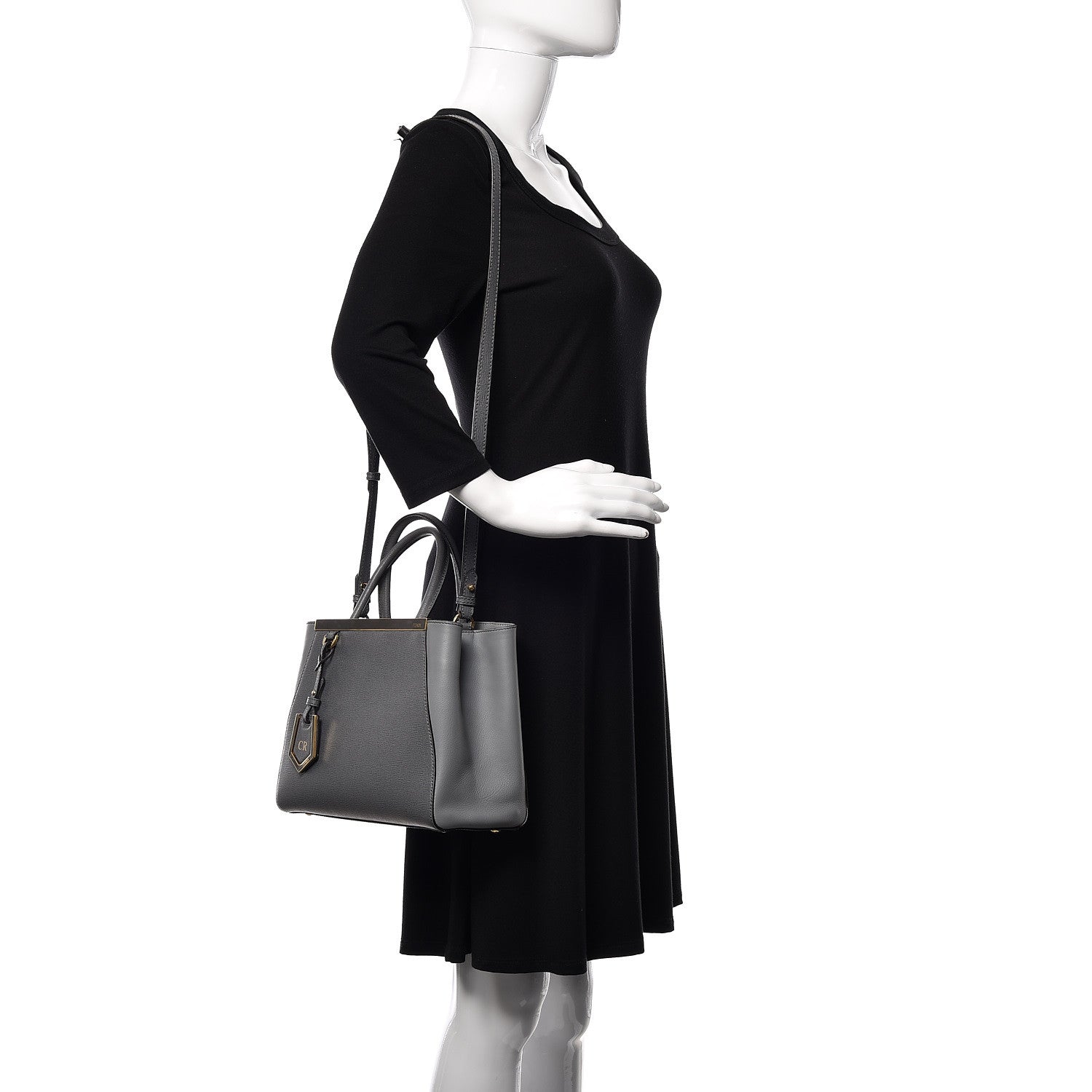 Fendi Vitello Elite Petite 2Jours Tote Grigio Grigio Chiaro 2 of 10