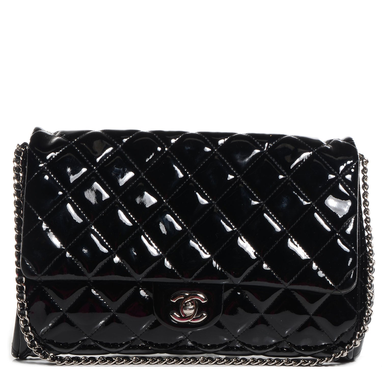 Chanel Patent Quilted Clutch Flap Black 1 of 7