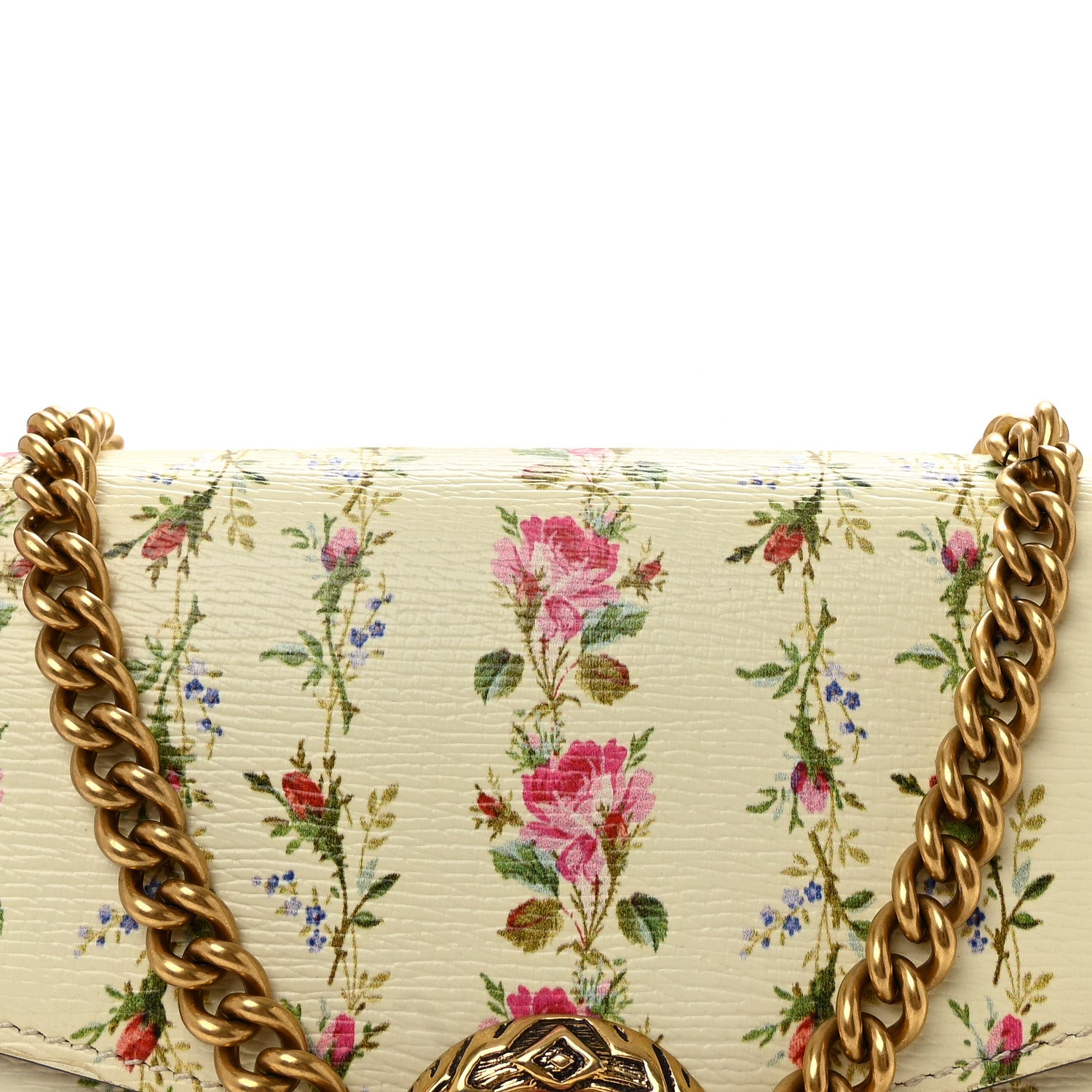 Gucci Calfskin Floral Print Mini Dionysus Chain Wallet Ivory Pink 8 of 10