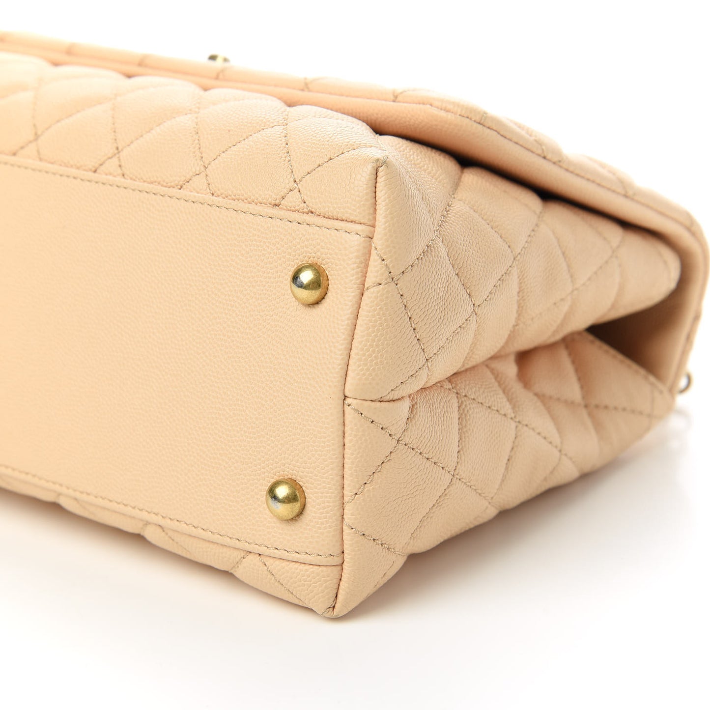Caviar Quilted Small Coco Handle Flap Light Beige