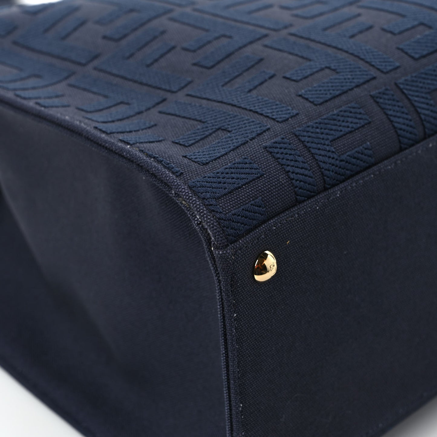 Canvas Vitello King FF Embroidered Medium Peekaboo X-Tote Marino