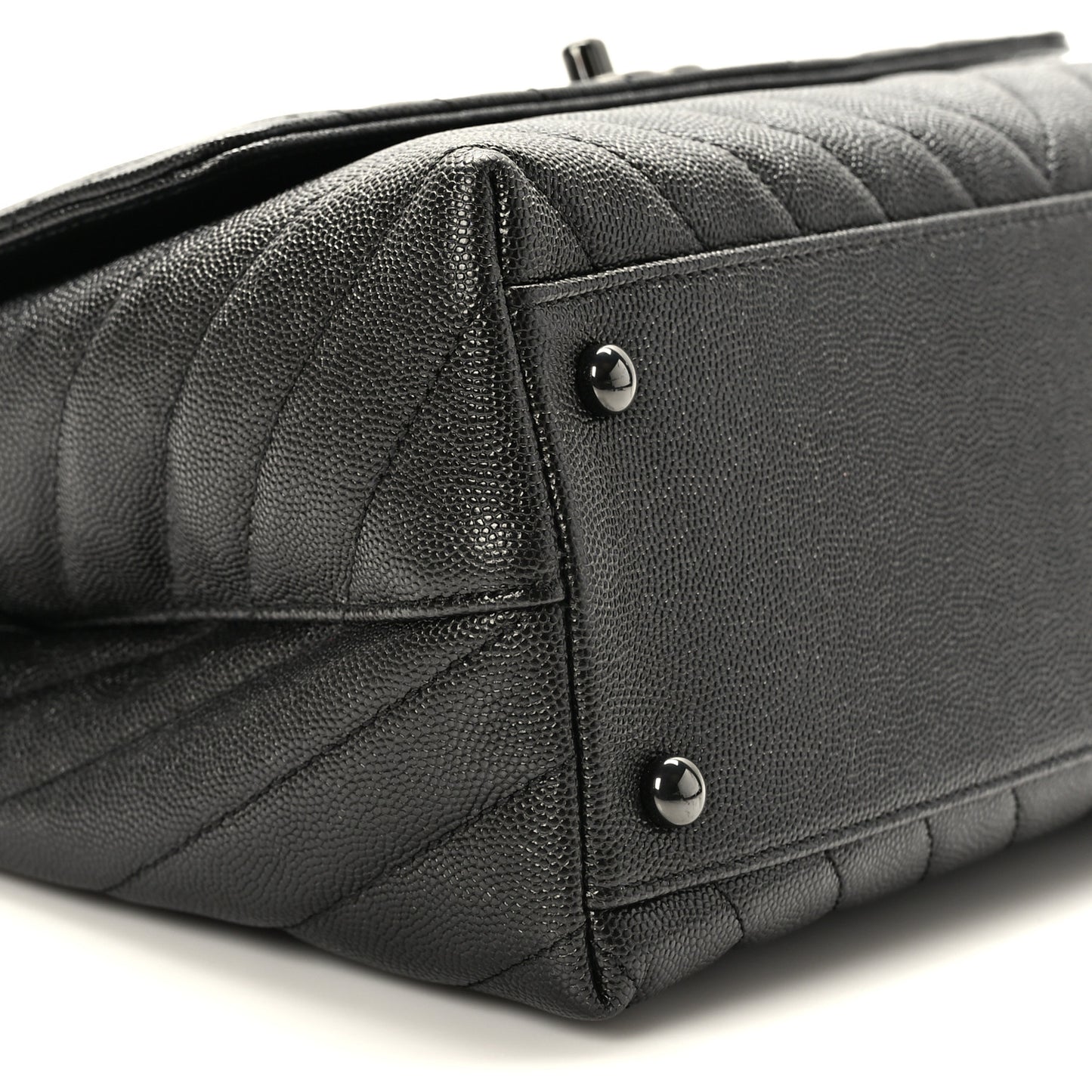 Caviar Chevron Quilted Small Coco Handle Flap So Black