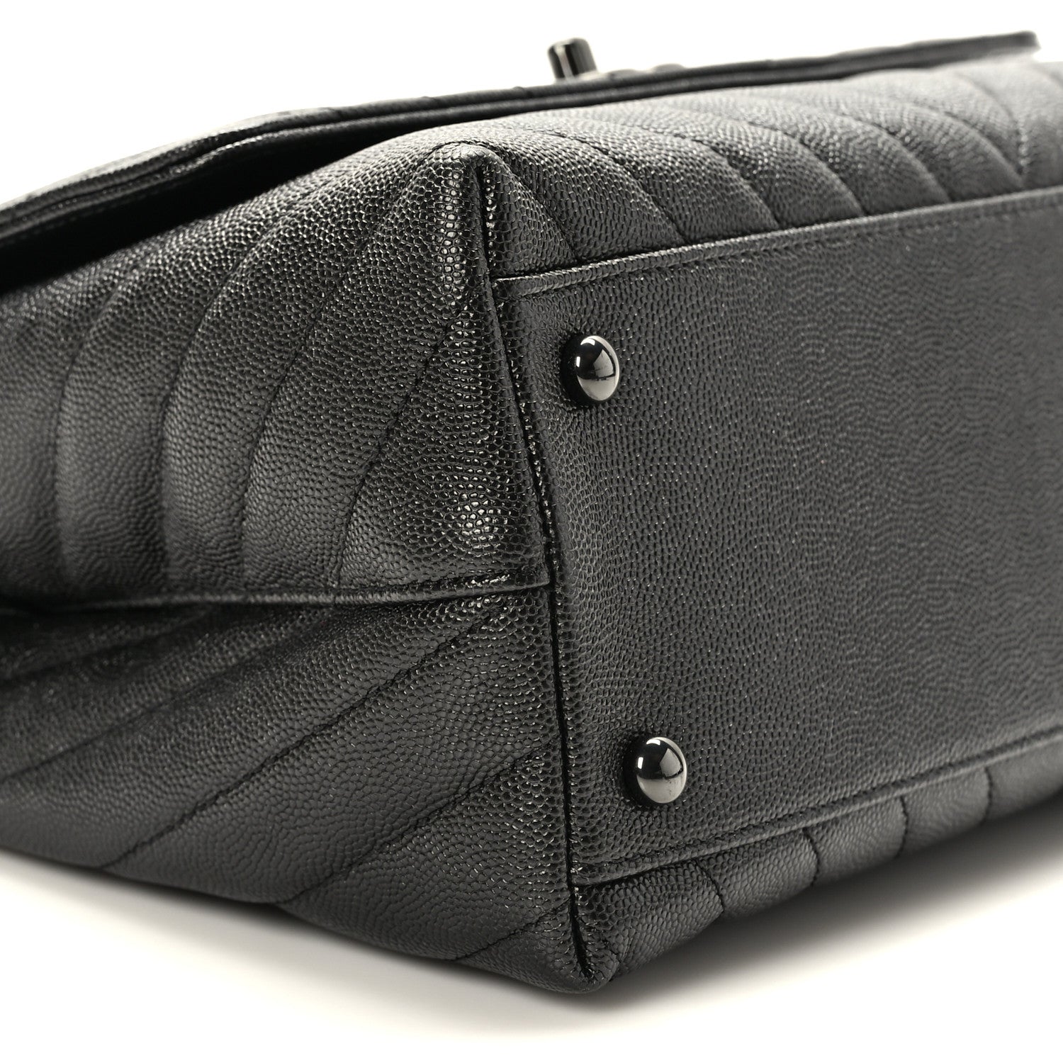 Chanel Caviar Chevron Quilted Small Coco Handle Flap So Black 8 of 9