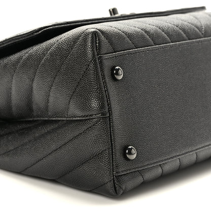 Chanel Caviar Chevron Quilted Small Coco Handle Flap So Black 8 of 9