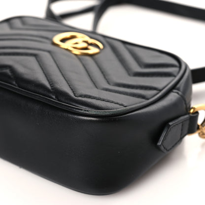 Gucci Calfskin Matelasse Mini GG Marmont Chain Shoulder Bag Black 9 of 9