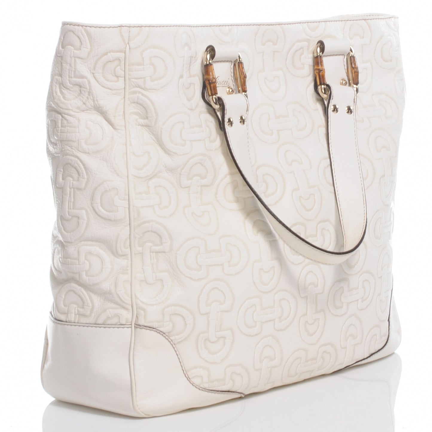 Calfskin Horsebit Embossed Tote White