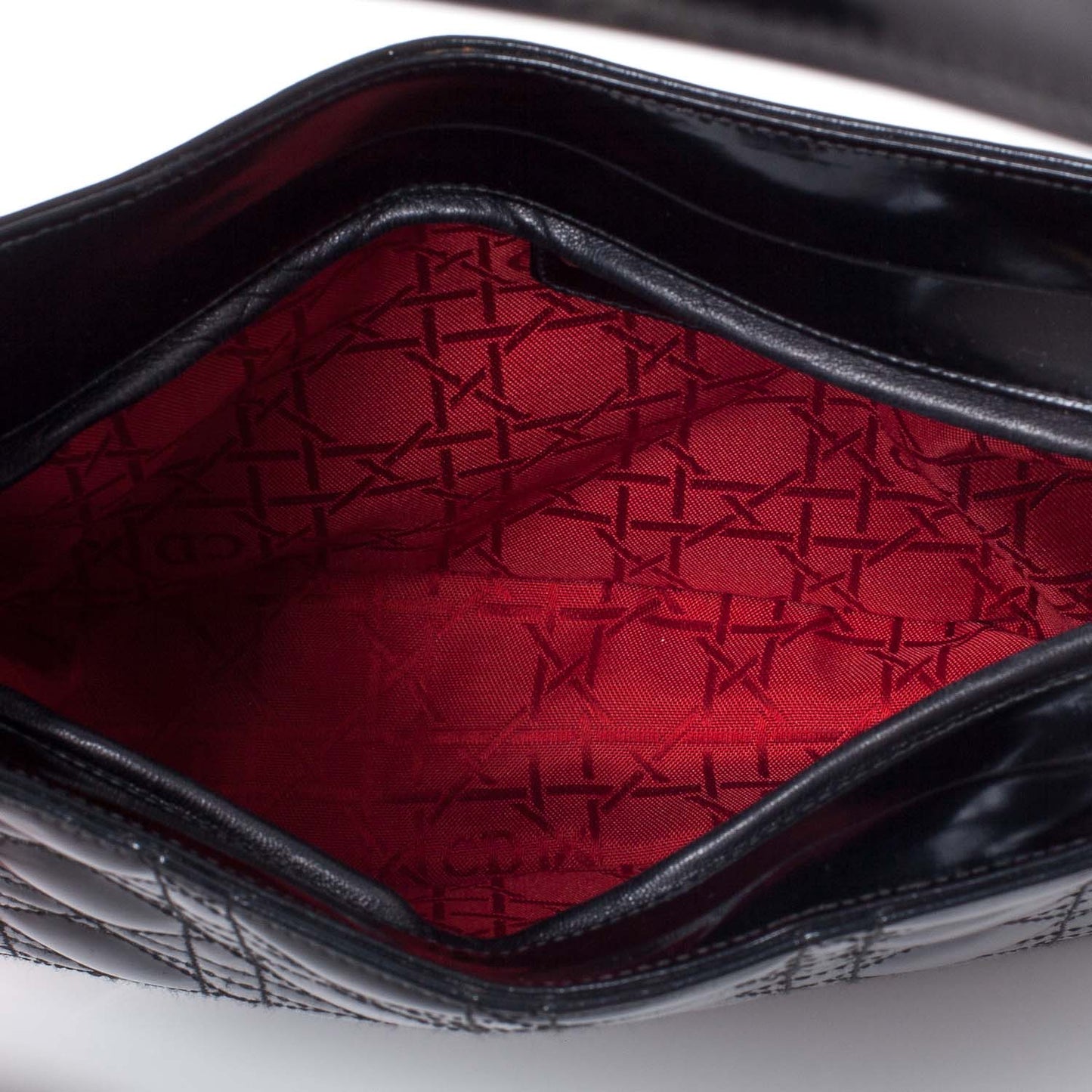 CHRISTIAN DIOR Patent Cannage Hobo Black