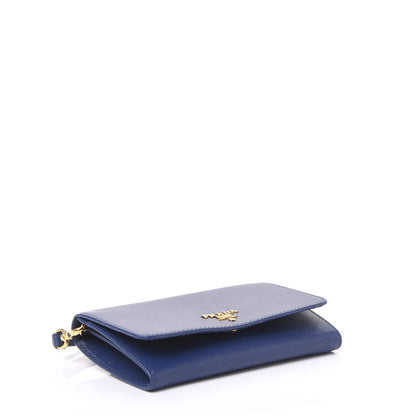Prada Saffiano Metal Wristlet Wallet Bluette 3 of 8
