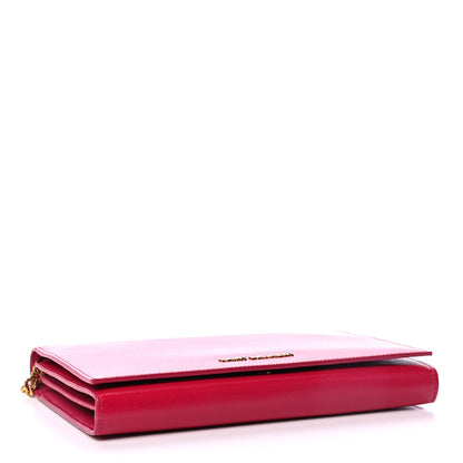 Saint Laurent Grain de Poudre Classic Letters Chain Wallet Fuchsia 3 of 4