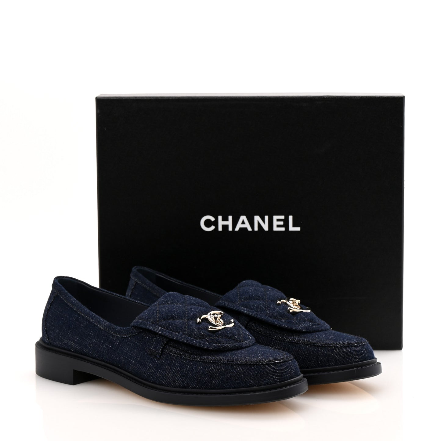 Denim CC Turnlock Loafers 41.5 Dark Blue