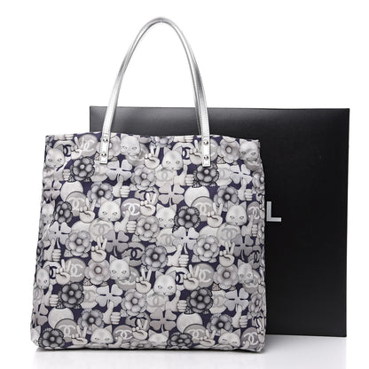 Chanel Nylon Cat Emoticon Tote Navy Silver 9 of 9